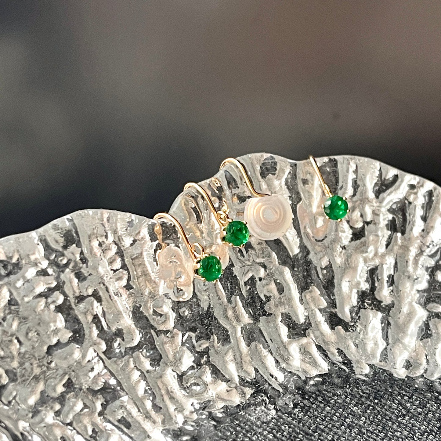 No Piercing Emerald Green Gold Clip on Ear Jewelry - Minimalist Simple Ear Stud Climber Jackets