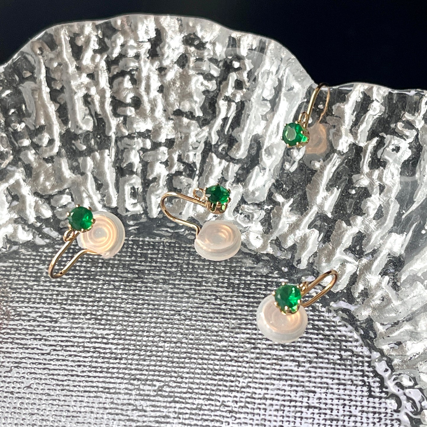 No Piercing Emerald Green Gold Clip on Ear Jewelry - Minimalist Simple Ear Stud Climber Jackets