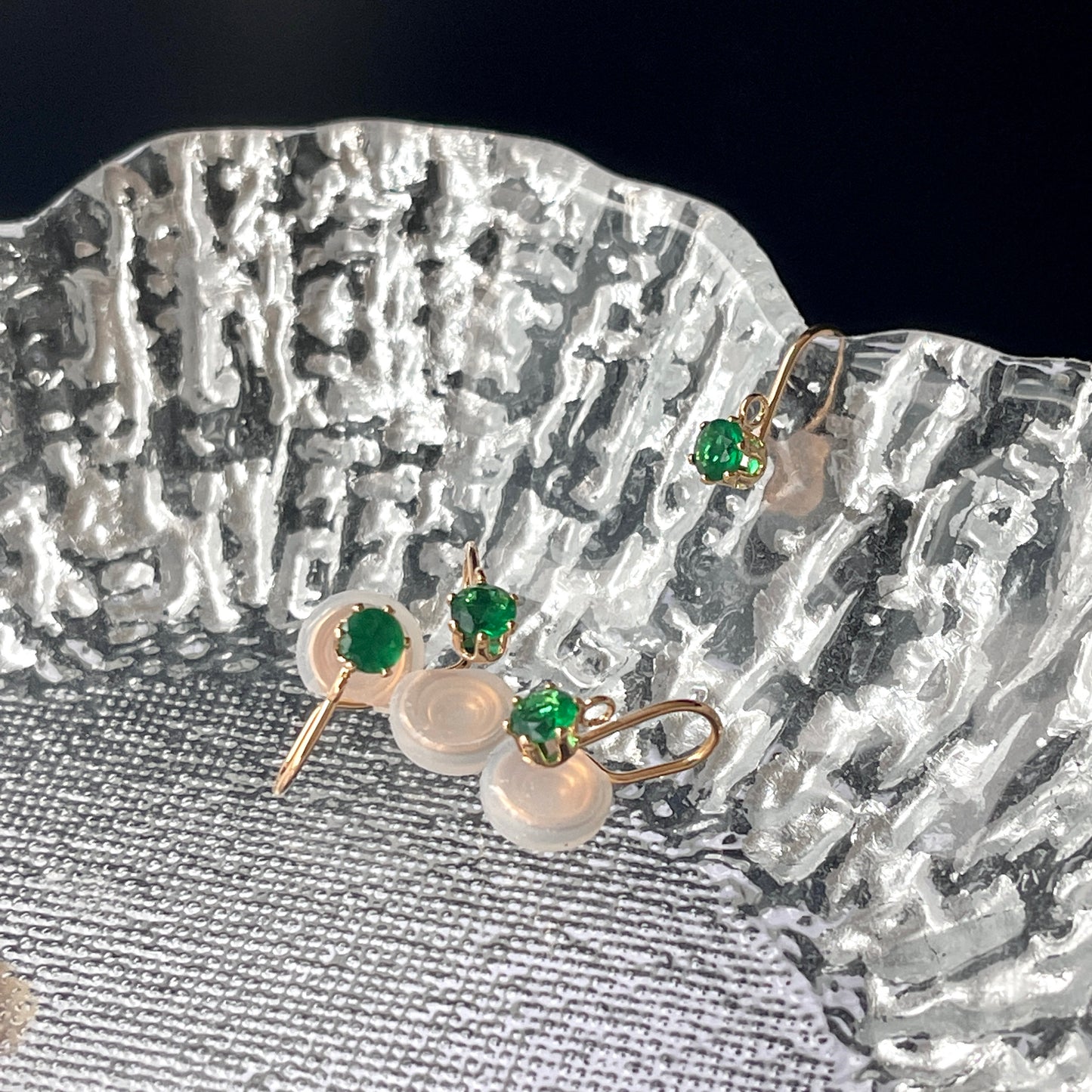 No Piercing Emerald Green Gold Clip on Ear Jewelry - Minimalist Simple Ear Stud Climber Jackets