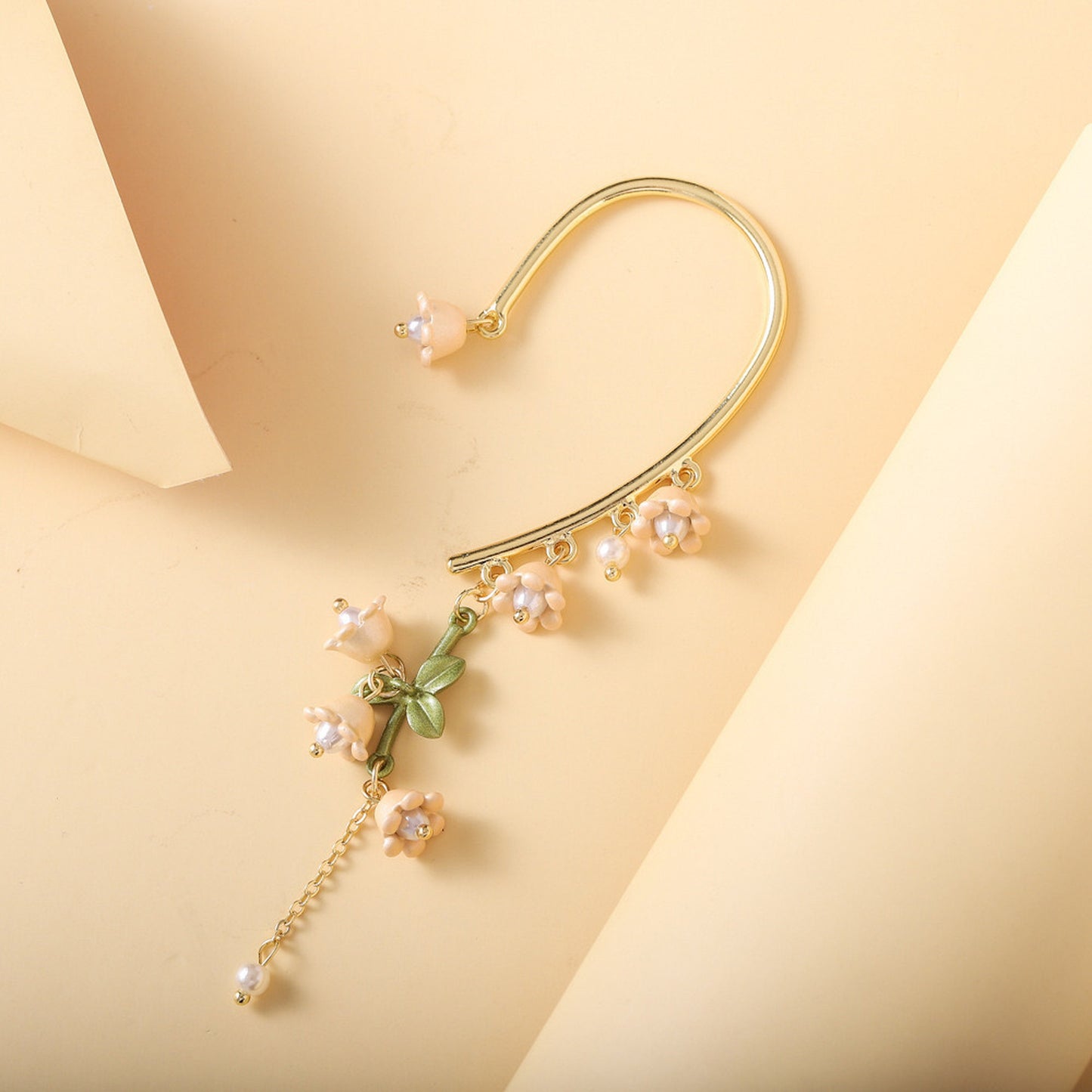 Fairycore Lily Flower Tassel Ear Wrap Cuff | No Piercing Floral Dangle Ear Climber