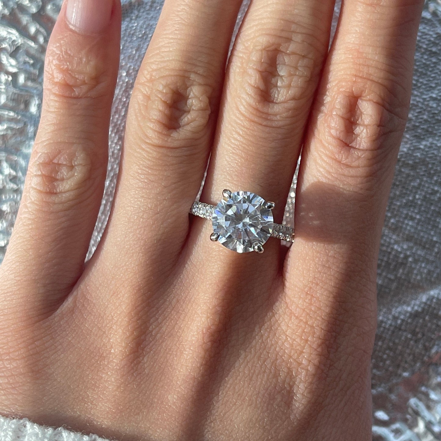 3 Ct Solitaire Round Diamond Ring, Lab-created Diamond Engagement Ring, Classic Romantic Platinum Ring, Wedding Anniversary Promise Ring