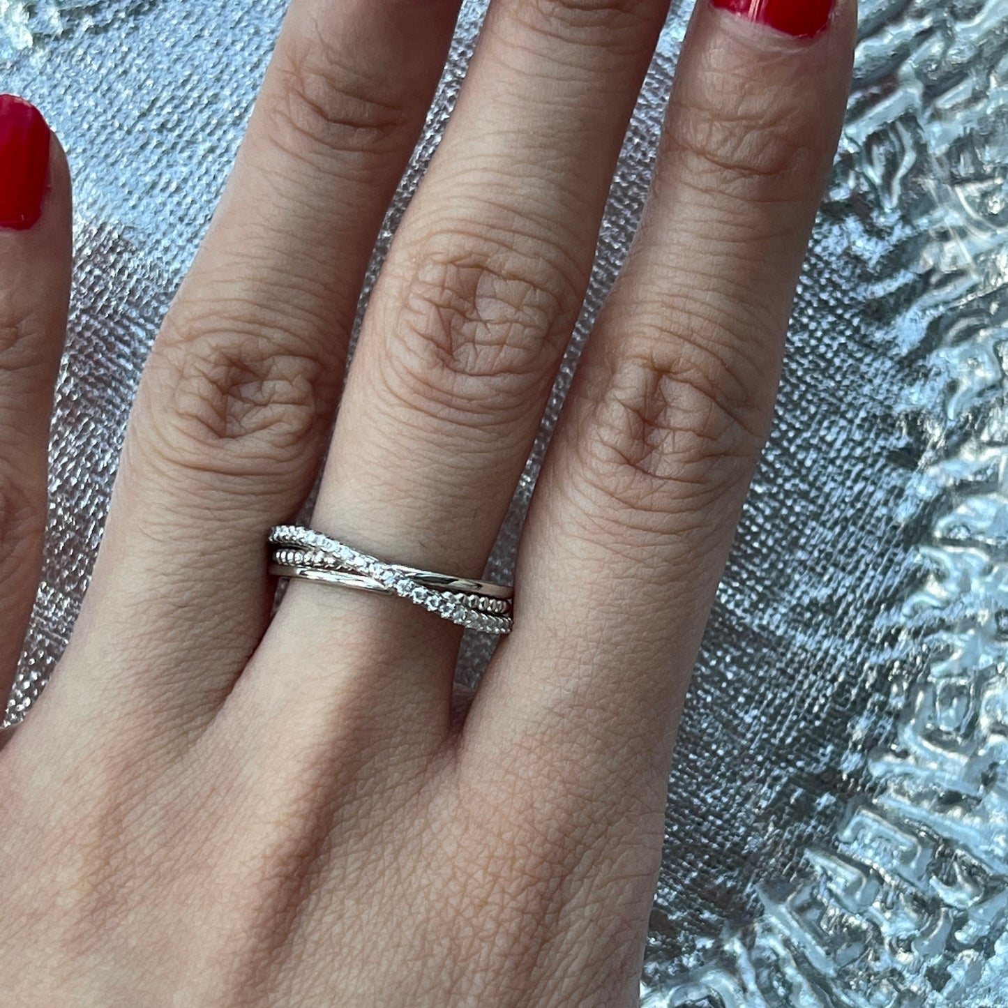 Infinity mobius ring, 925 silver ring, Twist interlocking, Trinity cz ring, Wedding bridal band, Eternity forever ring, Anniversary gifts