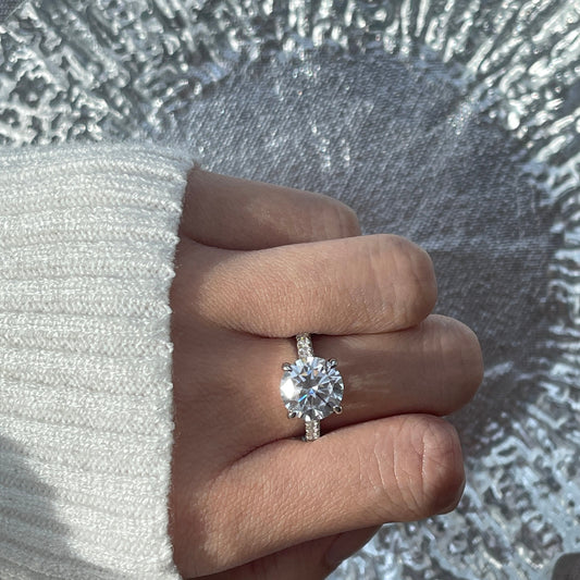 3 Ct Solitaire Round Diamond Ring, Lab-created Diamond Engagement Ring, Classic Romantic Platinum Ring, Wedding Anniversary Promise Ring
