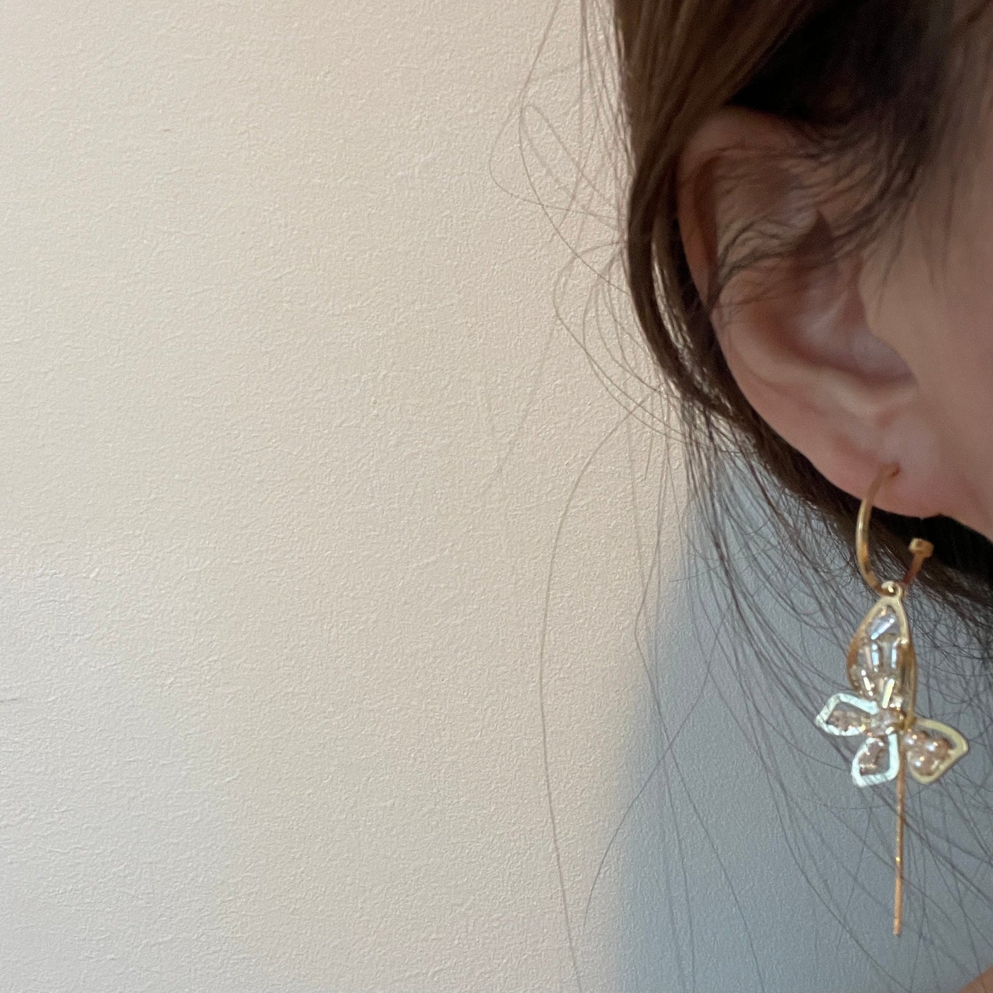 Mismatched Butterfly Dangle, Asymmetric Earrings, Pearl Drop Gold Earrings, Large Dangle Earrings, Statement Hoop Earrings, Romantic Jewelry