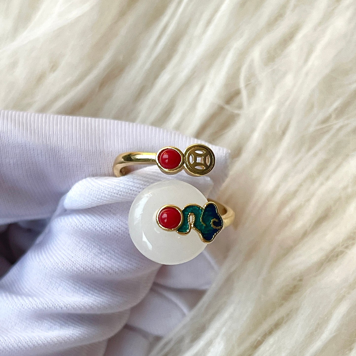 Gold jade ring, Natural jade ring, Vintage cocktail ring, Oriental energy ring, Jade gemstone, Round chunky ring, Open ring, Handmade gifts