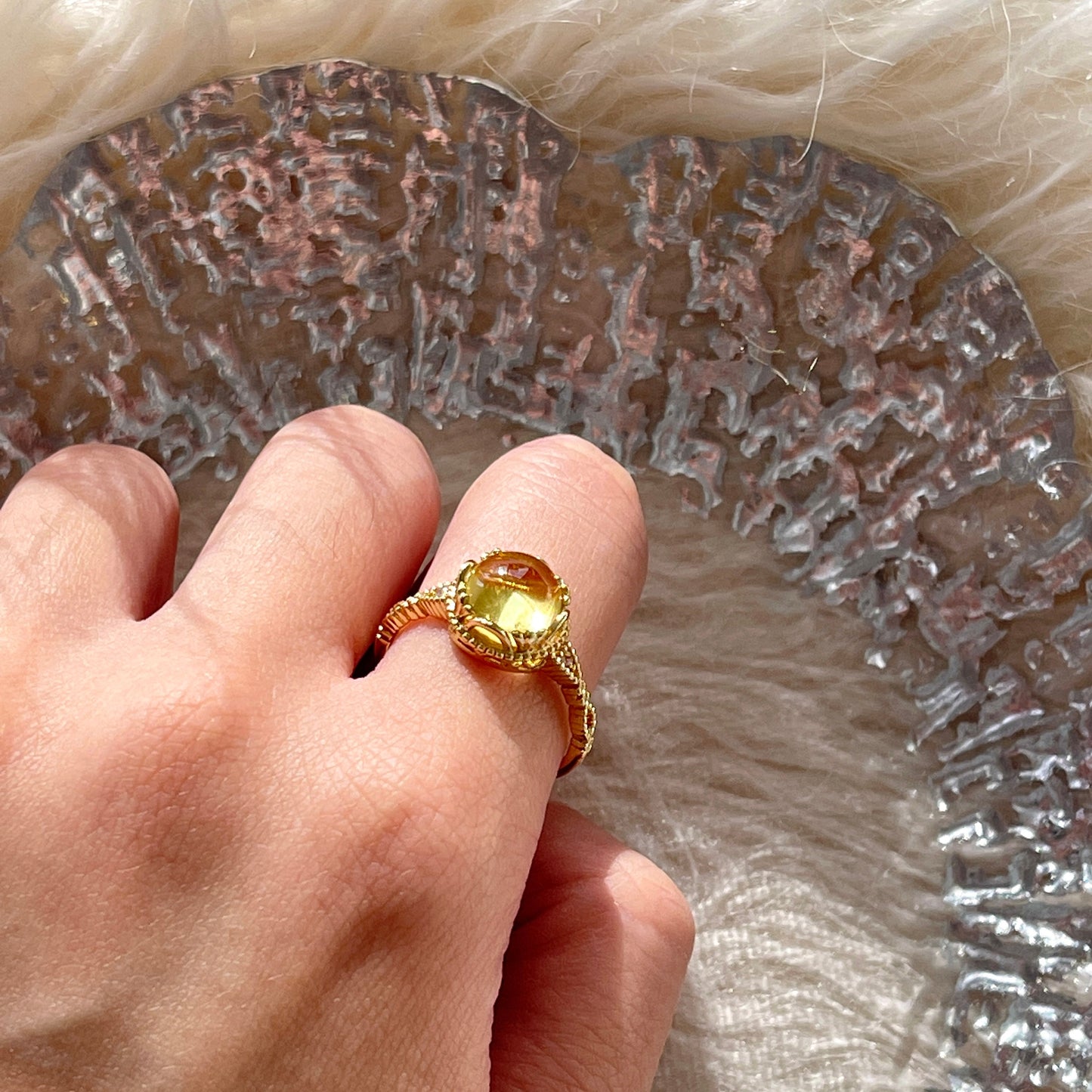 Lemon Yellow Citrine Topaz Ring, Lucky Energy Ring, Infinity Twisted Band, Unique Promise Ring, Crystal Statement Ring, Gift