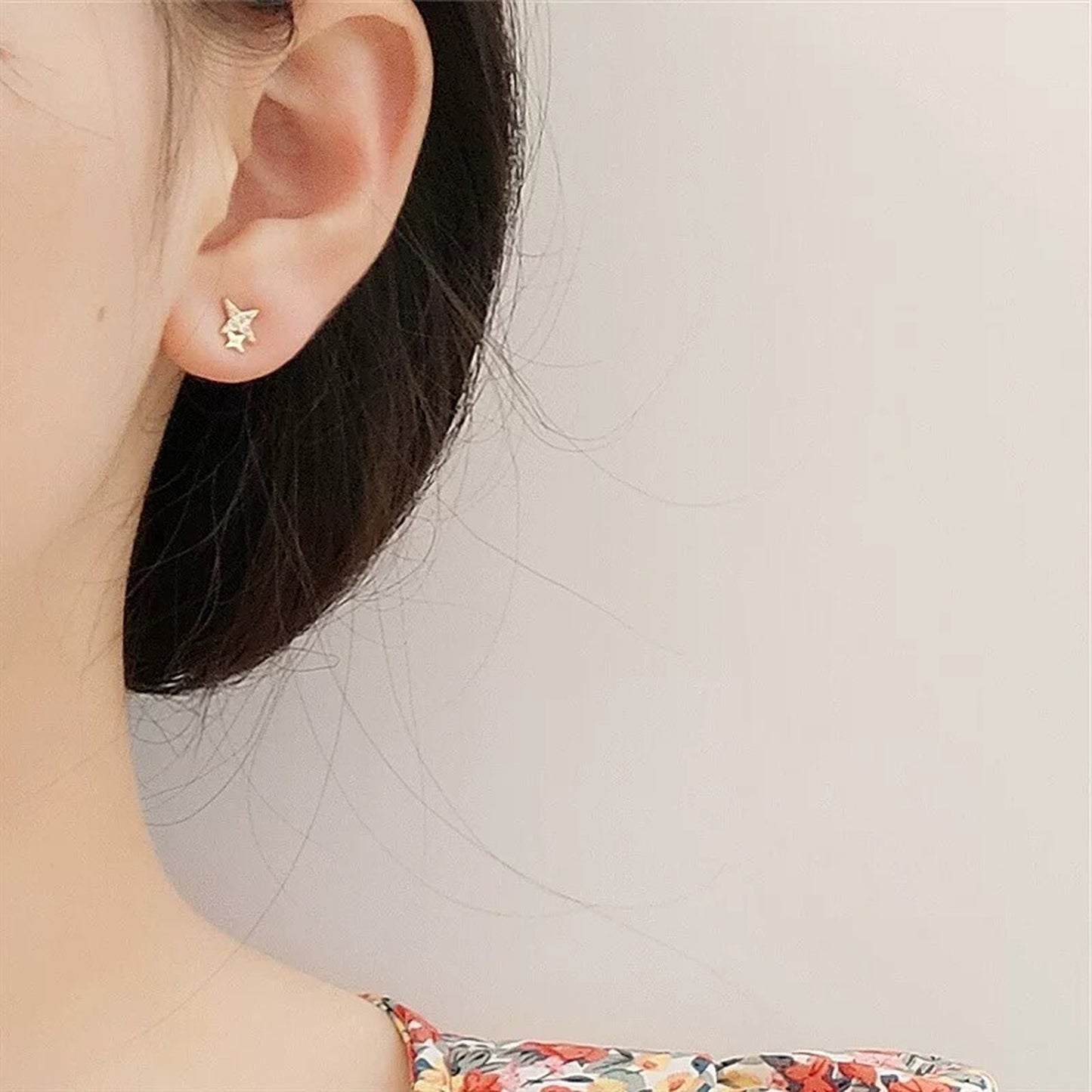 Gold north star cuff earrings, Asymmetric mismatched starburst threader, Minimalist celestial cz cluster earrings, Streetwear conch earrings