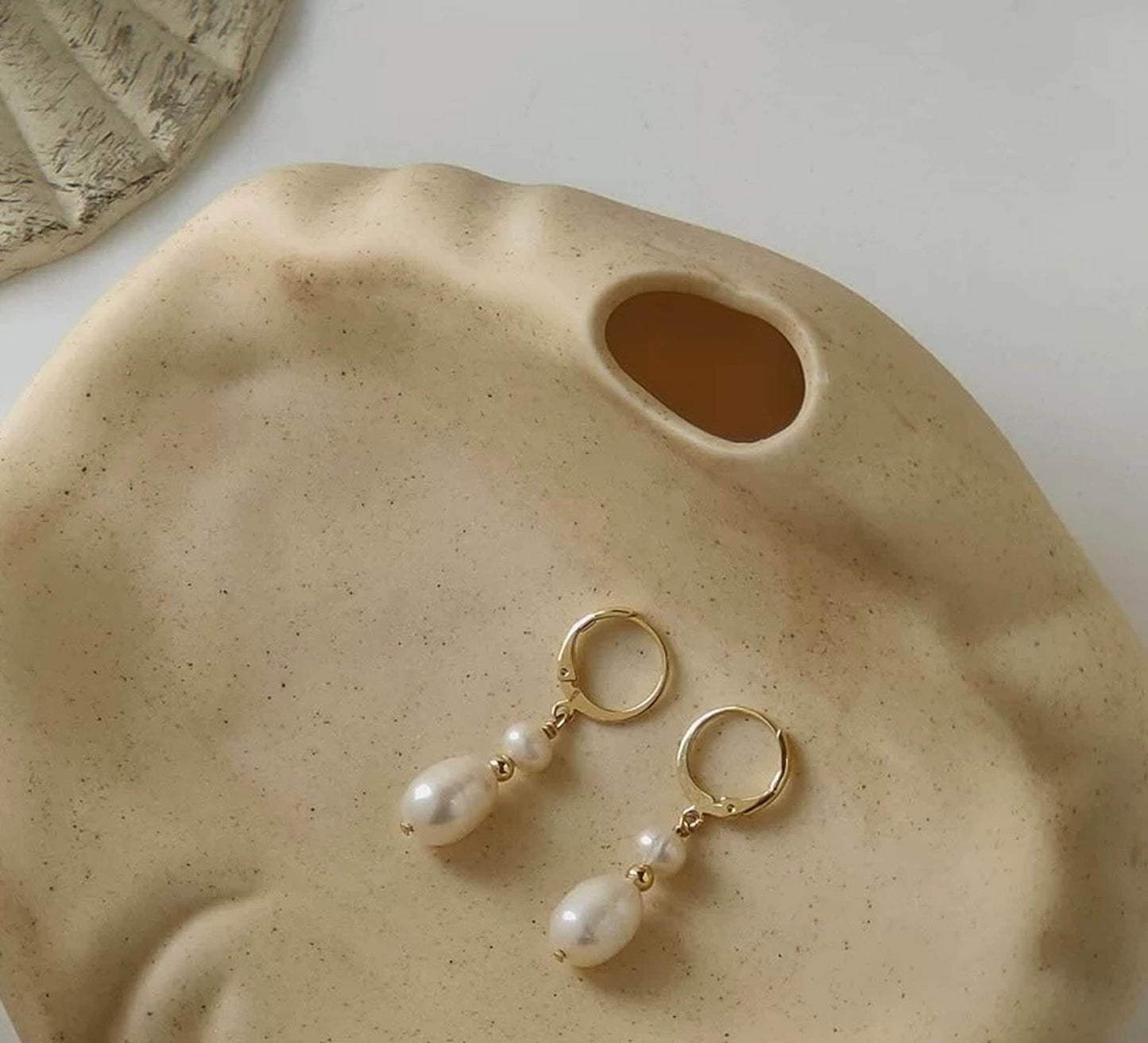 Natural pearl earrings, Bridal double pearl earrings, Freshwater pearl gold earrings, Clip-on earrings, Pearl bridesmaid wedding earrings