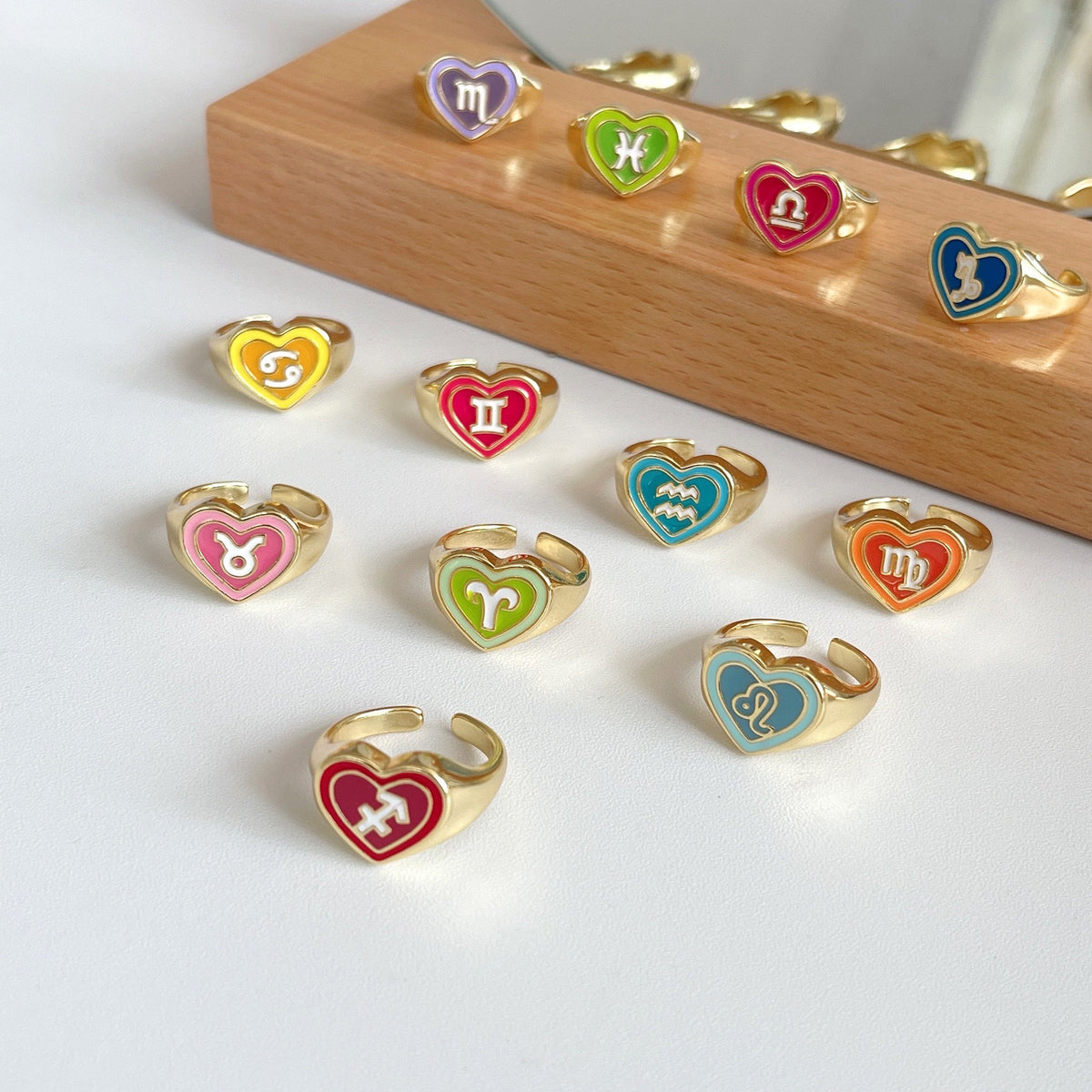 Zodic Sign Rings Zodiac Sign Horoscope Heart Chunky Ring - Zodiac Statement Birthday Ri ...