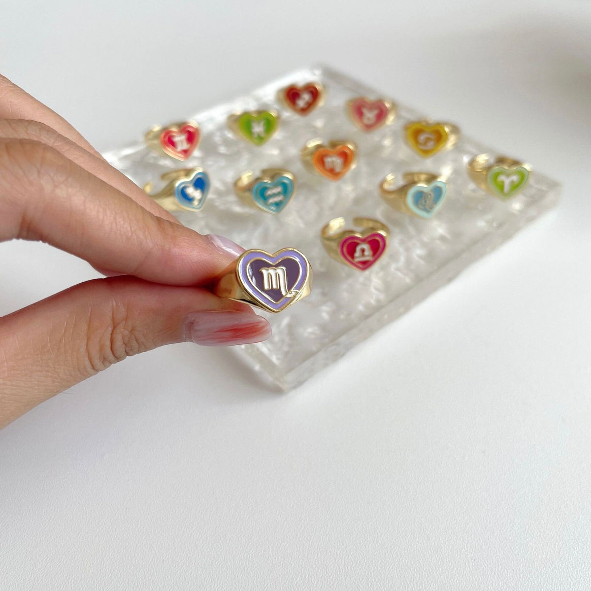 Birth Signs Rings Zodiac Sign Horoscope Heart Chunky Ring - Zodiac Statement Birthday Ri ...