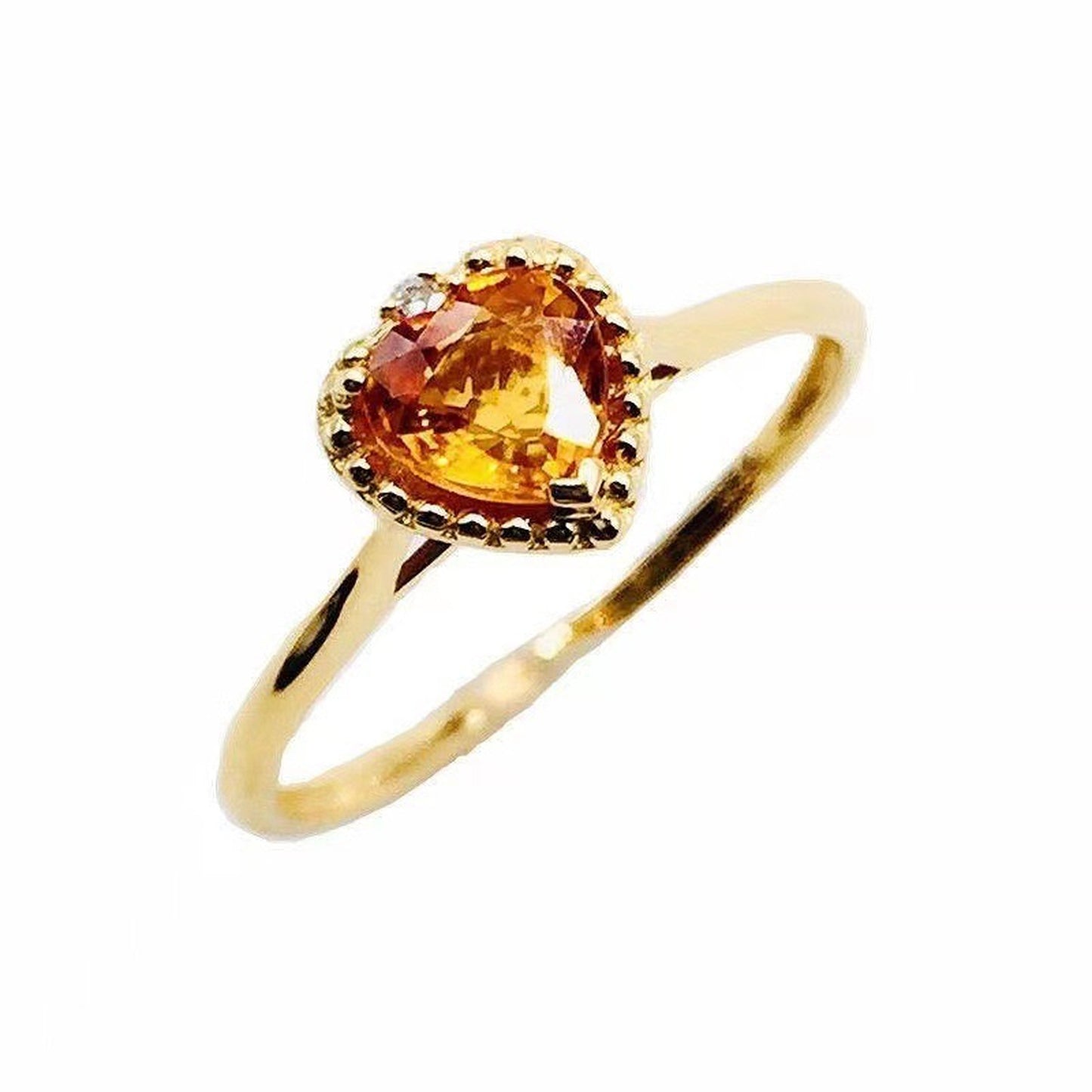 Yellow citrine crystal ring, Yellow topaz ring, Heart shaped ring, Open ring, Scottish topaz ring, Antique vintage rings, Birthday gift idea