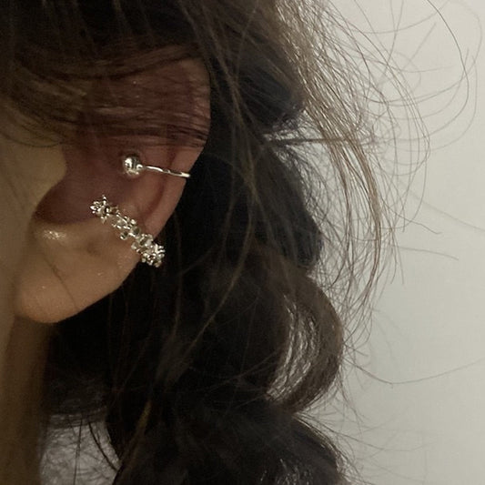 Clip on cuff earrings, Ear cuff crawler, Silver cuff climber, Non pierced earrings, Gothic punk ear cuff, Double layer earrings, Helix cuffs
