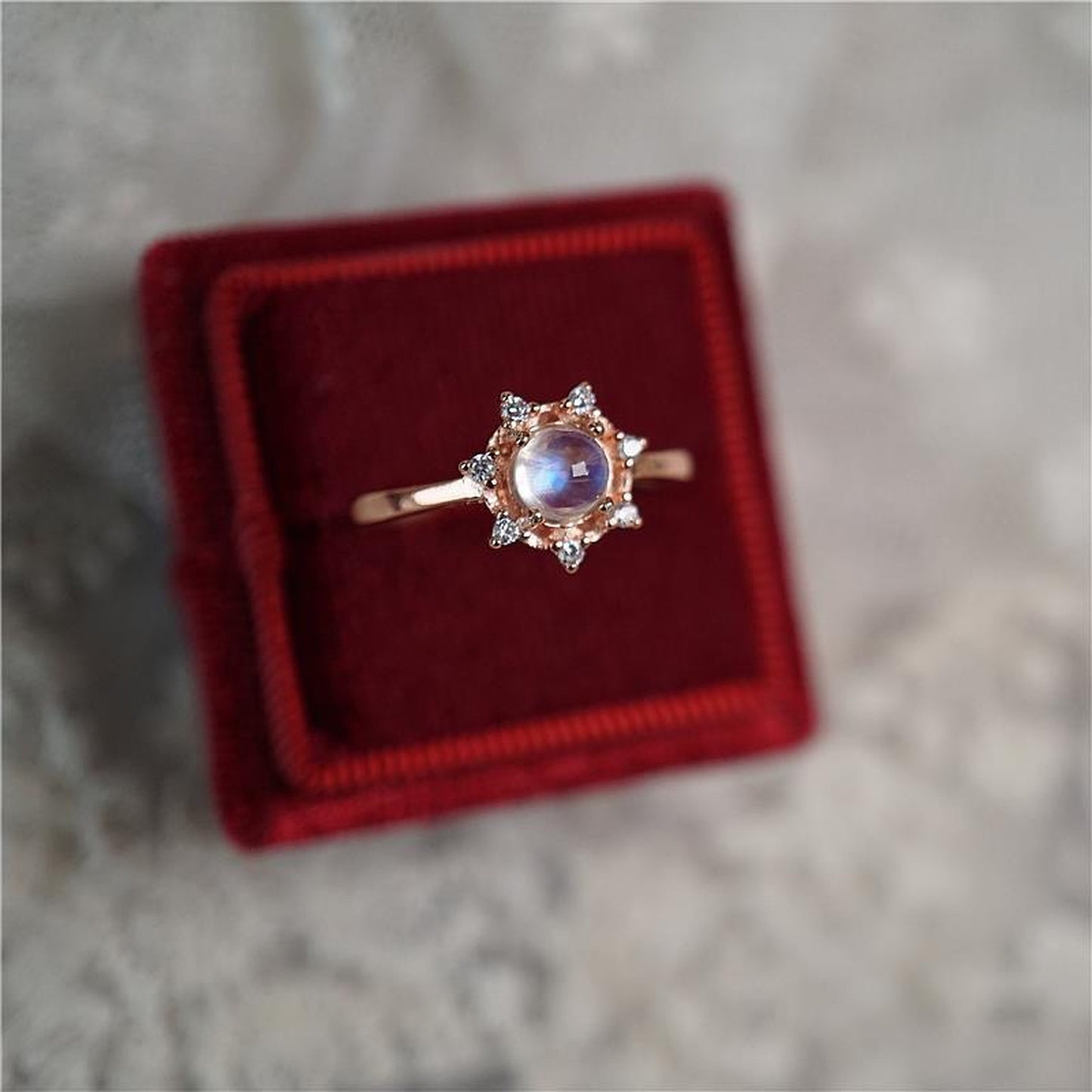 Rose gold moonstone ring, Flower gemstone ring, Snowflake ring, Statement birthstone rings, Opal rings, Cz floral rings, Birthday ring gifts