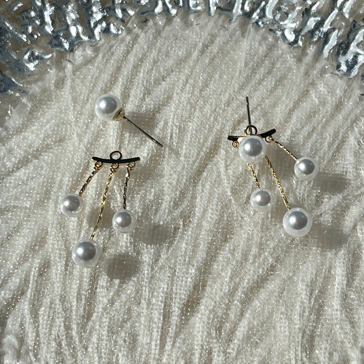 2 Way DIY Earrings, Pearl Drop Dangle Earrings, Gold Tassel Earrings, Multi Layer Pearl Earrings, Handmade Boho Wedding Bridesmaid Earrings
