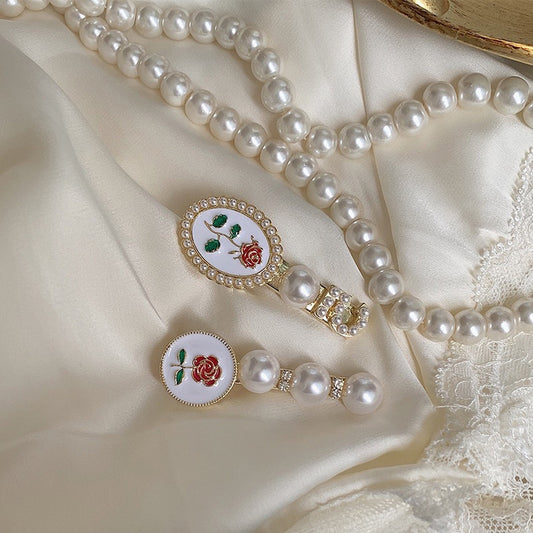 Vintage Rose Flower Pearl Hairpins | Romantic Luxury Hair Clips Hair Accessory