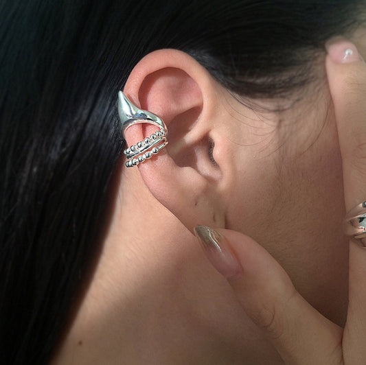 Non pierced elf ear cuff, Gothic silver cuff earrings, Elves fairy ear climber, Celtic spurs earrings, Punk helix ear jewelry, Layered cuffs