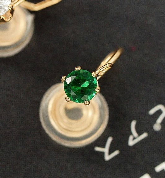 No Piercing 14K Gold-filled Ear Stud, Emerald Green Zircon Earrings, Clip-on Earrings, Non Pierced Ear cuffs Jackets, Minimalist Simple Stud
